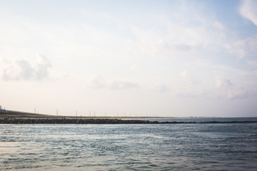 jetty and roadway by east coast inlet