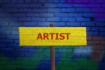 Fototapeta na wymiar Artist sign on Graffiti Wall Background for creativity concept.