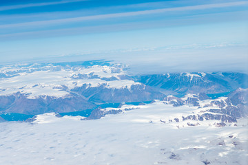 Fototapeta na wymiar Greenland landscape from 30,000 ft