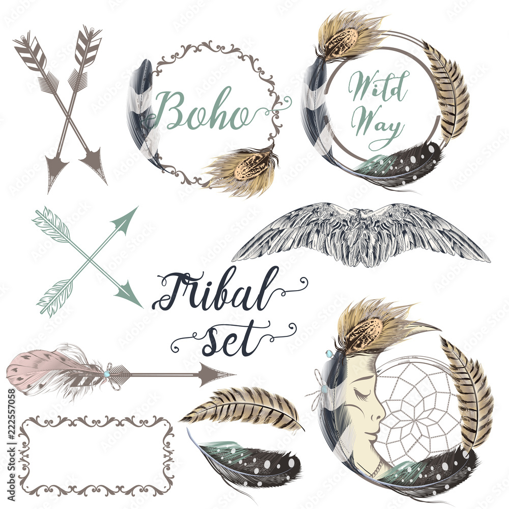 Aufkleber collection of vector boho logotype design