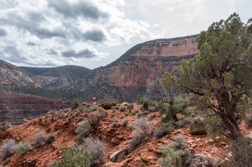 A hiker the Boucher Creek Trail in the Grand Canyon National Park