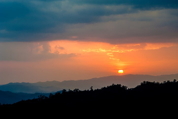 Beautiful tropical sunset on the beach at andaman sea