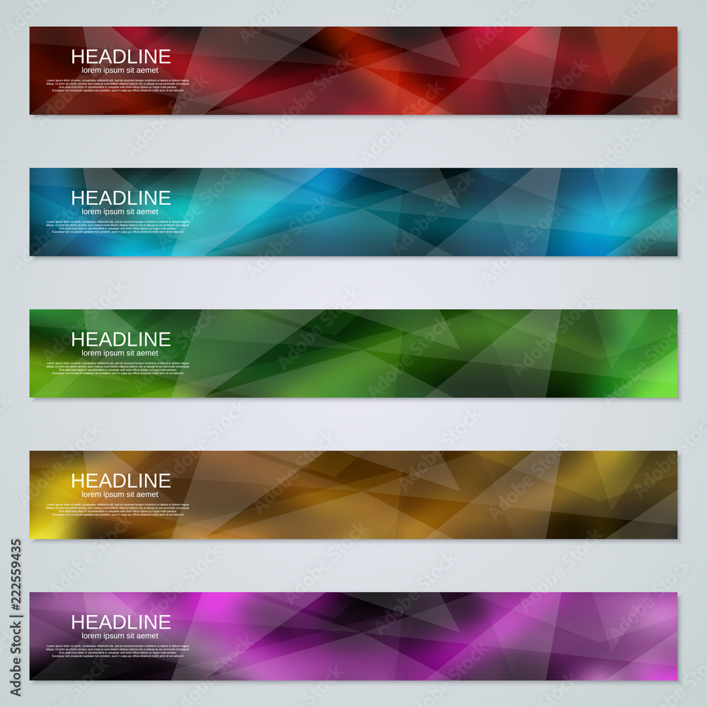 Poster abstract geometric style colorful web banners vector templates collection