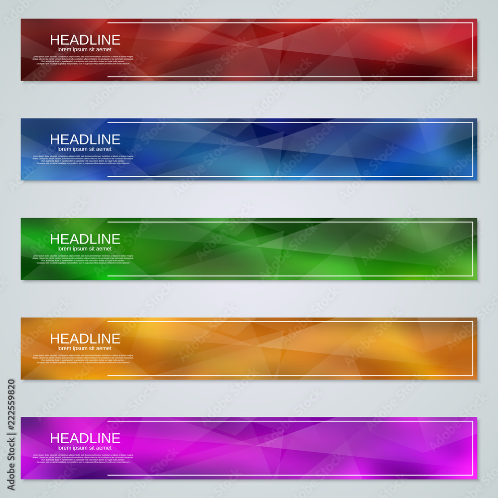 Poster abstract geometric style colorful web banners vector templates collection