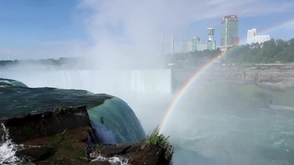 Tourists view the Niagara falls from the American side