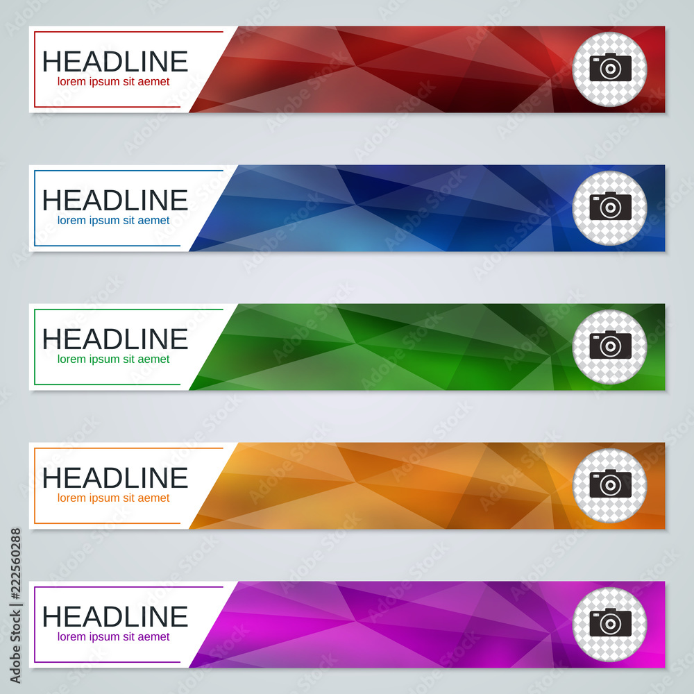 Poster abstract geometric style colorful web banners vector templates collection