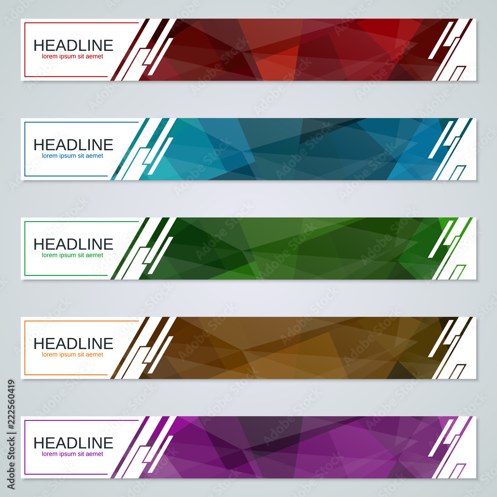 Poster abstract geometric style colorful web banners vector templates collection
