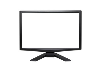Black LCD Monitor with Blank Screen Isolated on White