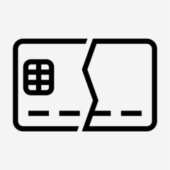 Outline chip credit card is broken pixel perfect vector icon