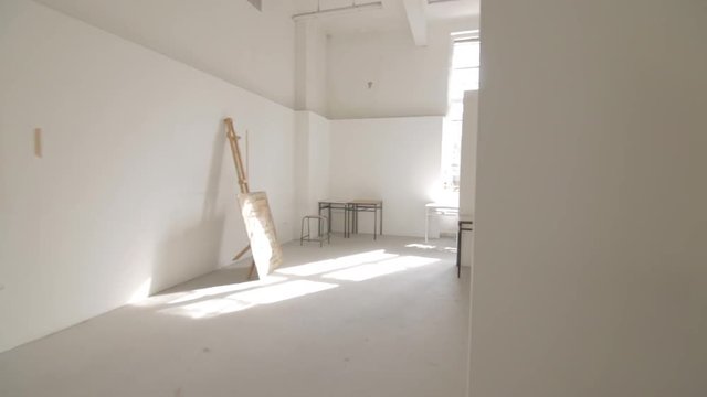 Artist sunlight studio gallery space white walls point of view
