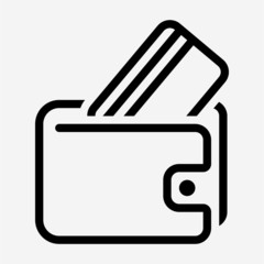 Outline keep magnetic stripe credit card in wallet pixel perfect vector icon