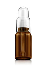 blank packaging brown transparent glass dropper serum bottle isolated on white background with clipping path ready for cosmetic product design