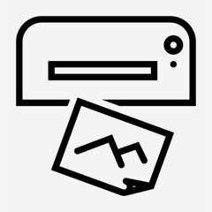 Outline photo printer pixel perfect vector icon