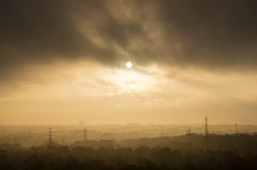 Foggy Morning in a Suburban Neighborhood Near Toronto