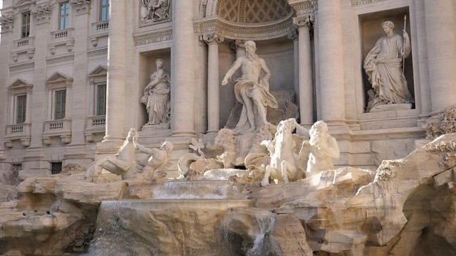 Rome, Italy, 1st September 2018, Trevi Fountain slow motion
