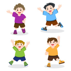 Happy Children Jumping Illustration
