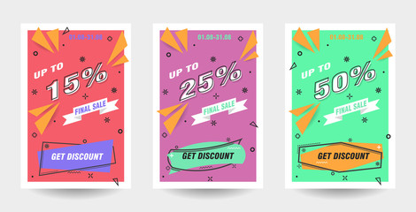 Trendy flat geometric vector banner set. 