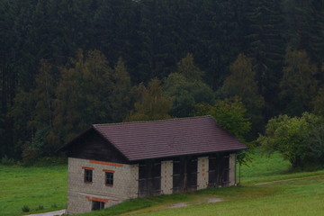 Fototapeta na wymiar Austria landscape of rural farm steads
