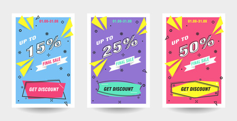 Trendy flat geometric vector banner set. 