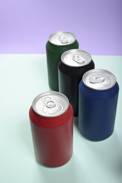 Colorful, cold wet aluminum can