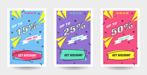 Trendy flat geometric vector banner set. 