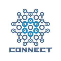 Hexagonal connection logo template.