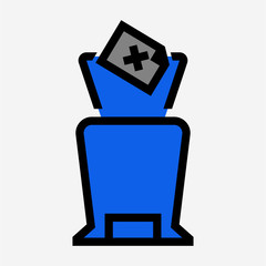 Coloured outline recycle bin pixel perfect vector icon