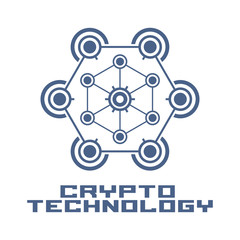 Cryptocurrency logo  template. Blockchain concept emblem.