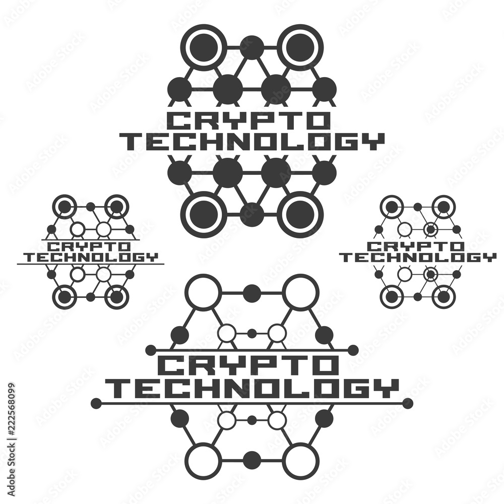 Poster concept logo template blockchain. abstract geometric digital crypto currency sign.