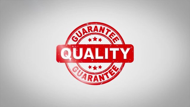 Quality Signed Stamping Text Wooden Stamp Animation. Red Ink on Clean White Paper Surface Background with Green matte Background Included.