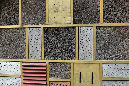 Close up of insect hotel