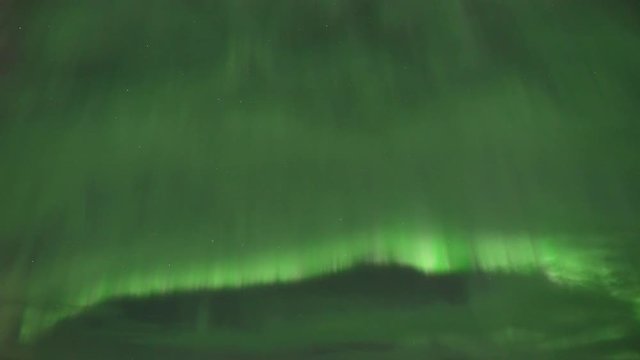 Realistic real time (not timelapse) aurora borealis (northern lights) in Whitehorse, Canada, at 02:27 on September 11, 2018 with 20mm wide-angle lenz
