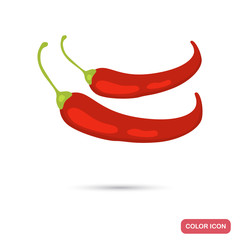 Chili pepper pods color flat icon