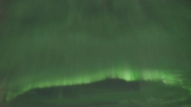 Realistic real time (not timelapse) aurora borealis (northern lights) in Whitehorse, Canada, at 02:27 on September 11, 2018 with 20mm wide-angle lenz