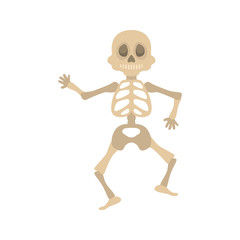Dancing hilarious skeleton color vector icon. Flat design