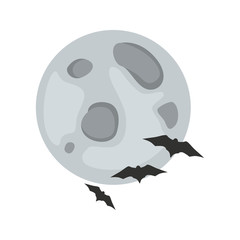 Full moon and bets color vector icon. Flat design