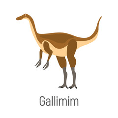Gallimime dinosaur color vector icon. Flat design
