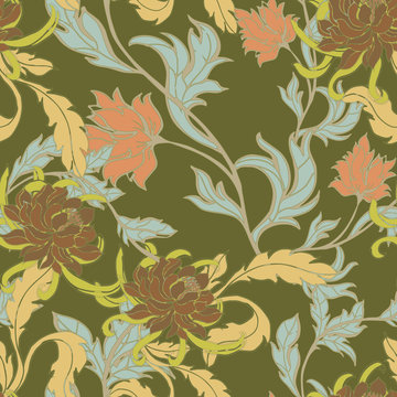 Elegance pattern with flowers and leaf