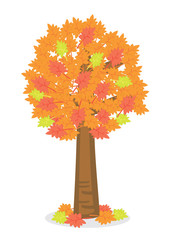 Naklejka na ściany i meble Autumn Tree. Vector illustration of yellow red coloured leaves.