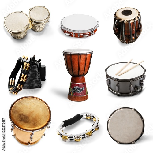 "Different kinds of percussion instruments" Stock photo and royalty