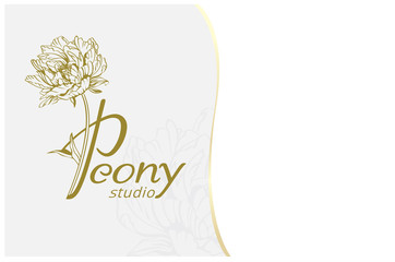 Peony studio Logo Template.  Corporate Business card Calligraphic elegant  logo design. Element for design business cards, invitations, gift cards, flyers and brochures. 