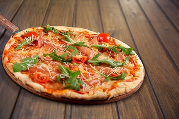 Pizza with Tomatoes, Cheese and Basil