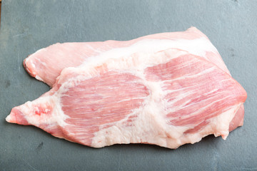 Sliced of fresh pork neck fresh meat