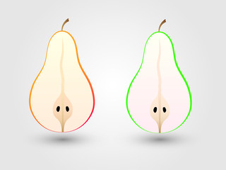 A sweet sliced pear fruit with white background vector illustration