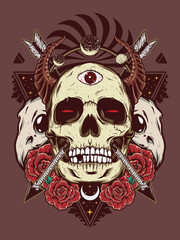 devil skull for shirt design