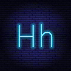 Blue neon letters, font on dark blue background. Vector illustration of eps 10.