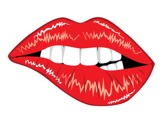 Female lips with teeth