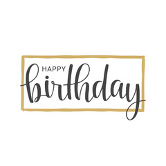 Handwritten lettering of Happy Birthday on white background