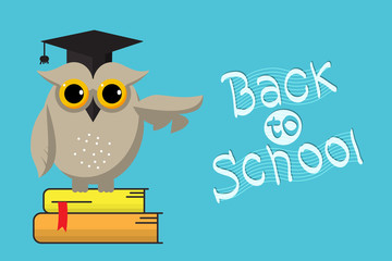 Smart owl and Back to school hand-drawn lettering