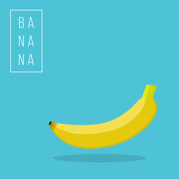 Banana vector illustration isolated on blue background.
